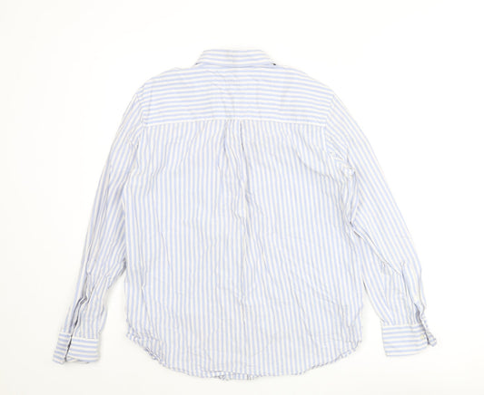 Gap Mens Blue Striped Cotton Button-Up Size M Collared Button