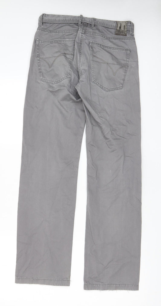 SOFT GREY Womens Grey Cotton Chino Shorts Size 28 in L3 in Regular Zip - Pockets, Belt Loops