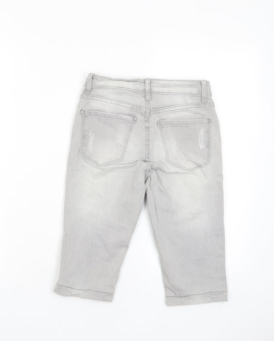 Redial Womens Grey Cotton Bermuda Shorts Size 6 L11 in Regular Zip - Pockets, Belt Loops