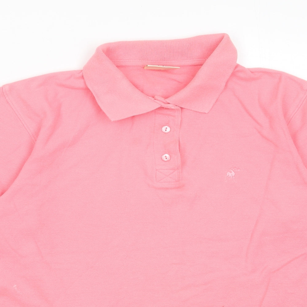 Tulchan Womens Pink Cotton Basic Polo Size S Collared - Logo, Embroided