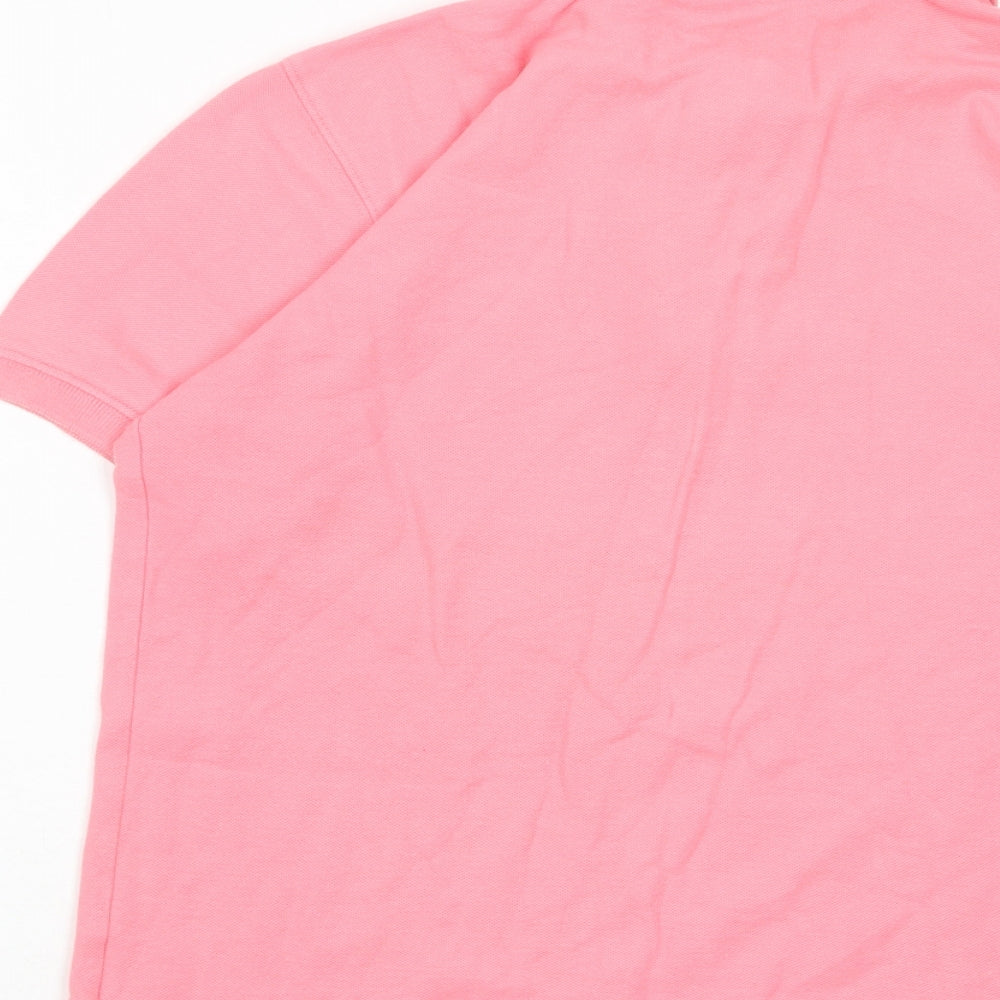 Tulchan Womens Pink Cotton Basic Polo Size S Collared - Logo, Embroided