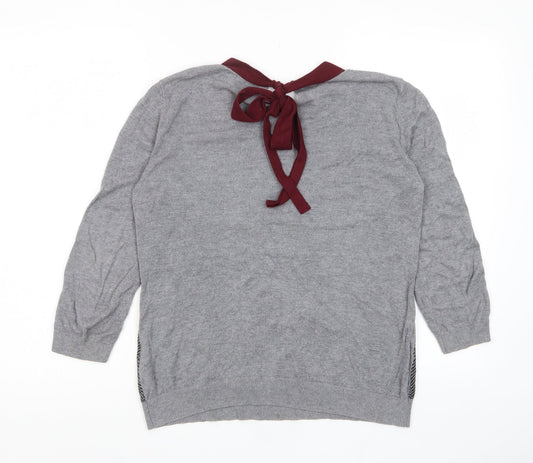 mamas & papas Womens Grey Crew Neck Geometric Viscose Pullover Jumper Size 10