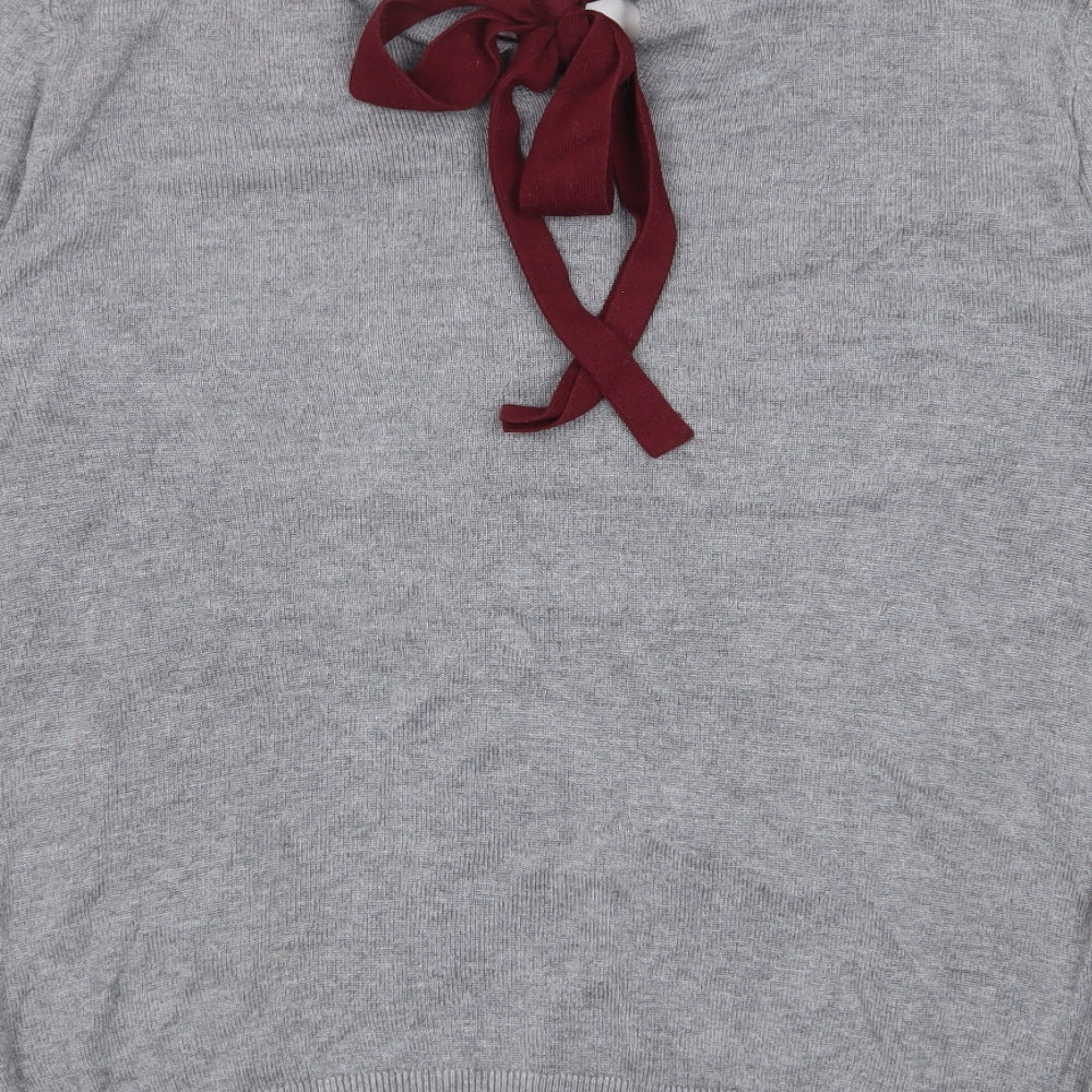 mamas & papas Womens Grey Crew Neck Geometric Viscose Pullover Jumper Size 10