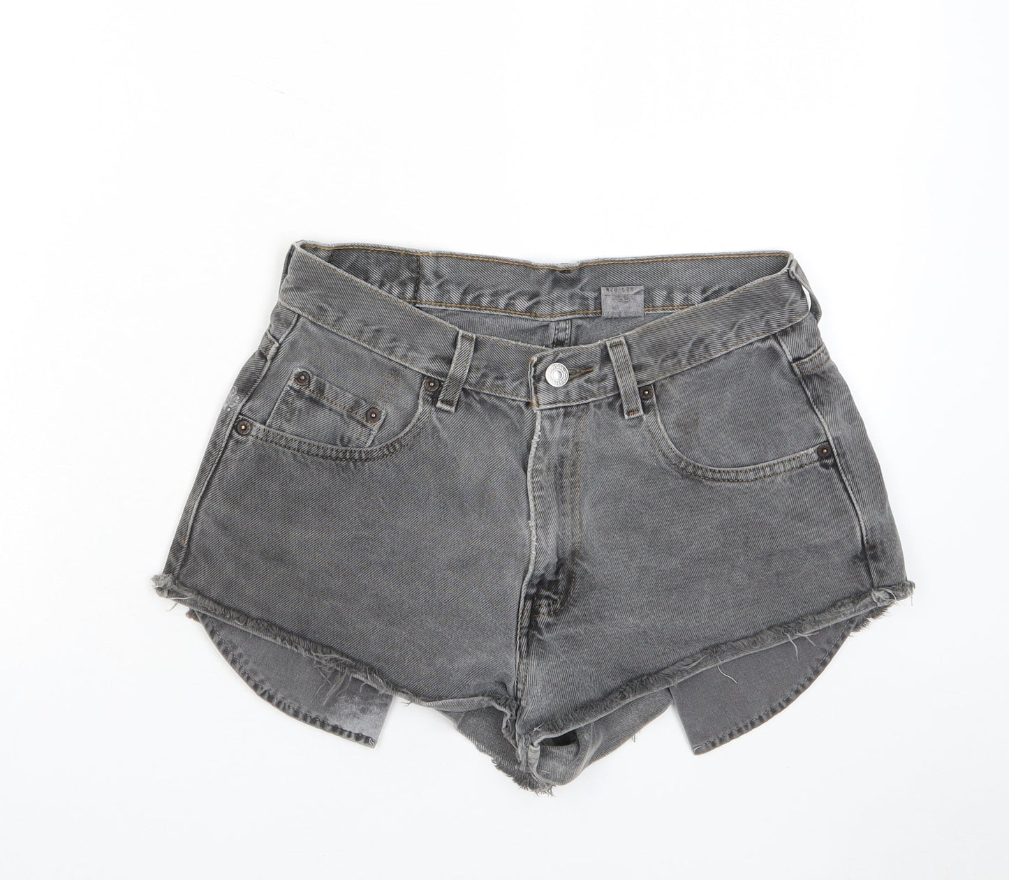 Levi's Womens Grey Cotton Hot Pants Shorts Size 28 in Regular Zip - Pockets, Belt Loops