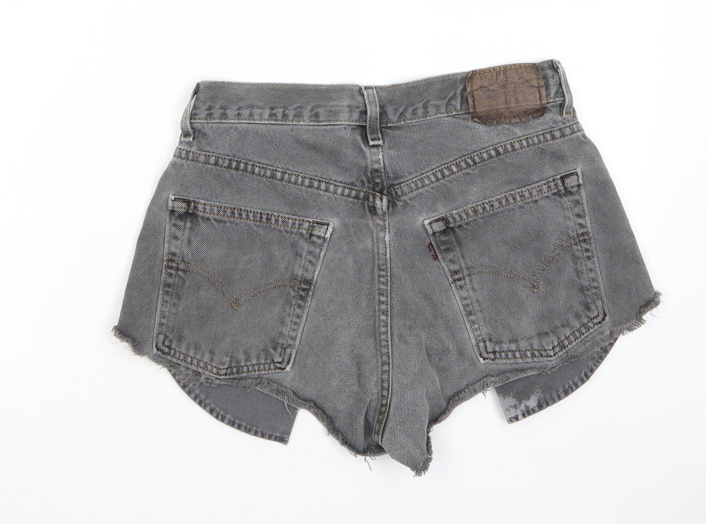 Levi's Womens Grey Cotton Hot Pants Shorts Size 28 in Regular Zip - Pockets, Belt Loops
