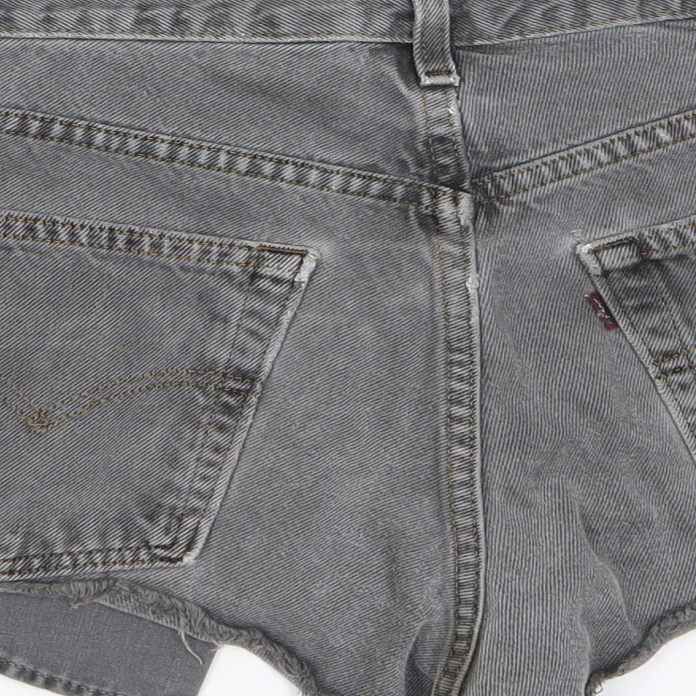 Levi's Womens Grey Cotton Hot Pants Shorts Size 28 in Regular Zip - Pockets, Belt Loops
