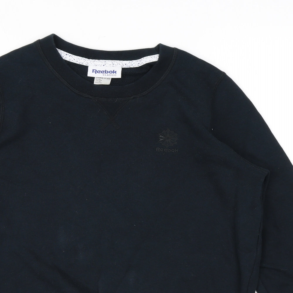 Reebok Mens Black Cotton Pullover Sweatshirt Size XS - Logo