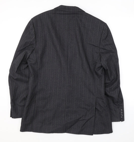 Burton Mens Grey Striped Wool Jacket Suit Jacket Size 40 Regular