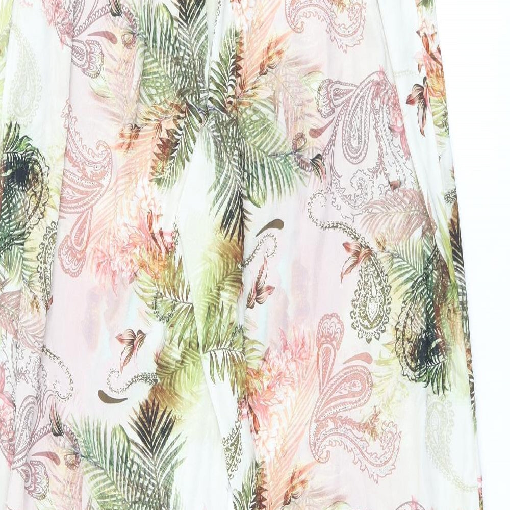 River Island Womens Multicoloured Floral Polyester Trousers Size L L30 in Regular Drawstring - Paisley and Leaf Print