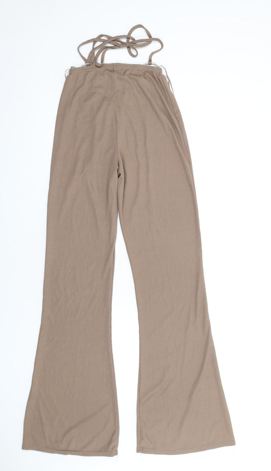 QED London Womens Brown Polyester Trousers Size 8 L32 in Regular