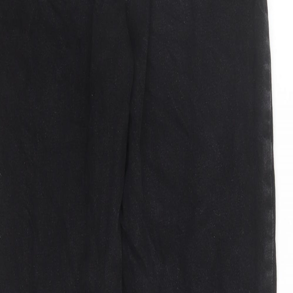 Brand and care label for Denim & Co. women’s black cotton straight jeans, size UK 6, 29-inch leg regular zip