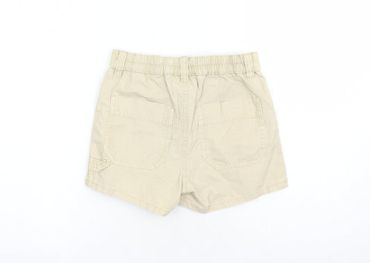 Marks and Spencer Boys Beige Cotton Bermuda Shorts Size 10-11 Years Regular Zip - Elasticated Waist