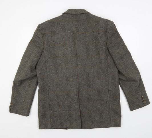 Hodges Mens Green Check Wool Jacket Blazer Size 42 Regular