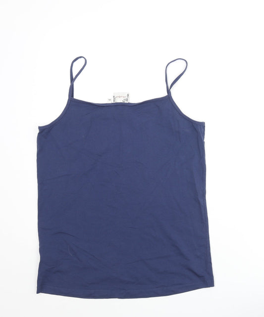 Jackpot Womens Blue Cotton Basic Tank Size 2XL Scoop Neck