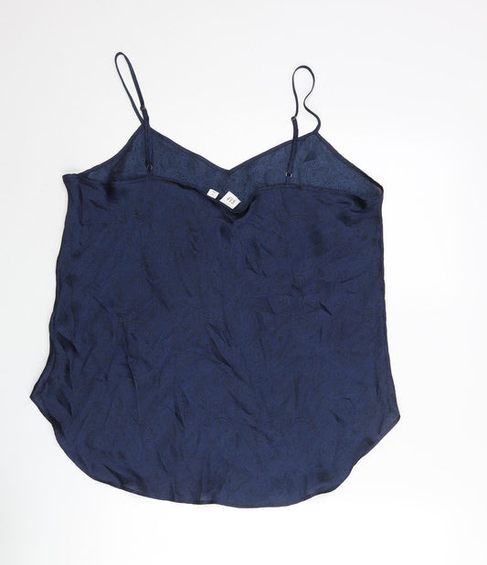 Gap Womens Blue Geometric Polyester Camisole Blouse Size XL V-Neck