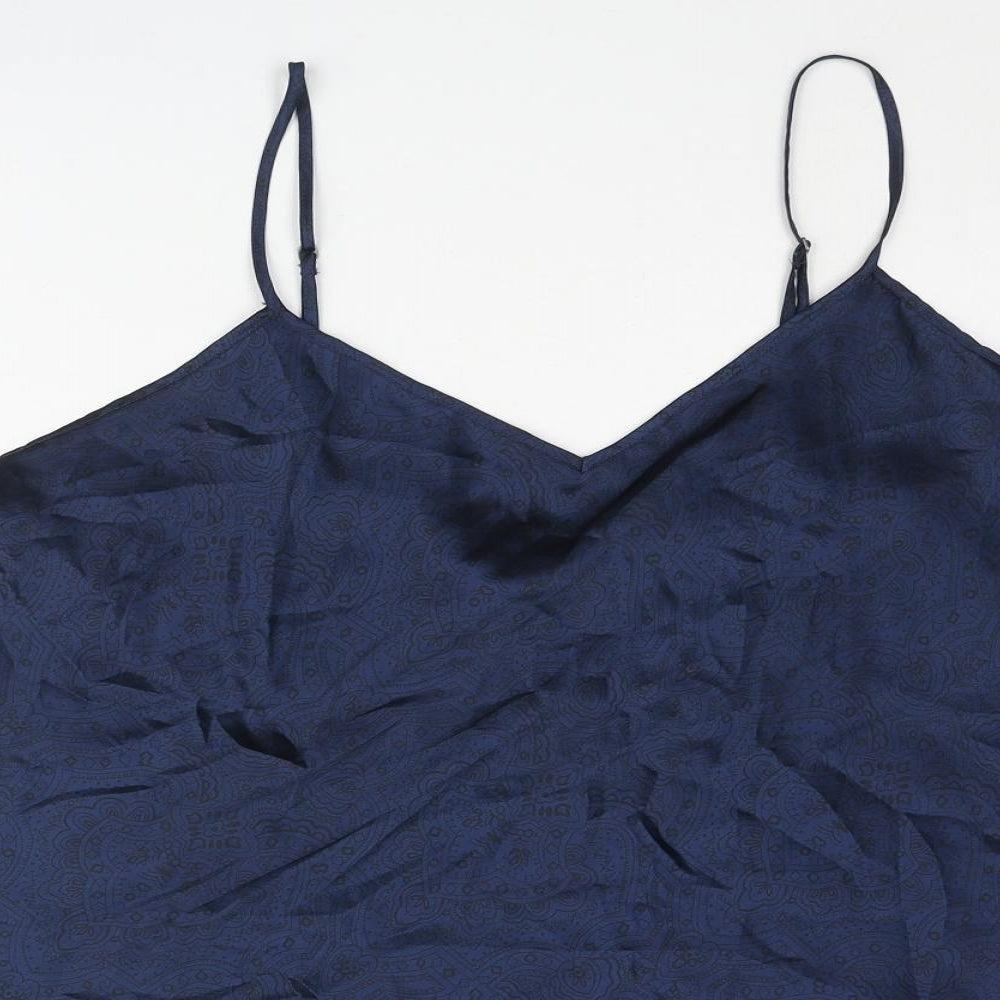 Gap Womens Blue Geometric Polyester Camisole Blouse Size XL V-Neck