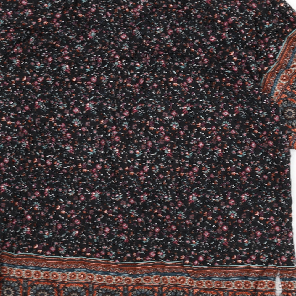 Stradivarius Womens Multicoloured Geometric Polyester Kimono Blouse Size M V-Neck