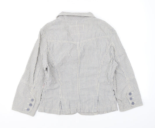 Jack Wills Womens Ivory Striped Jacket Blazer Size 12 Button