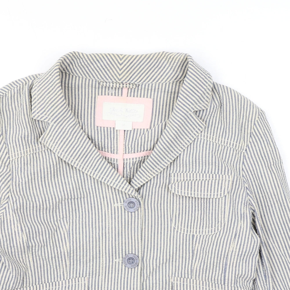 Jack Wills Womens Ivory Striped Jacket Blazer Size 12 Button