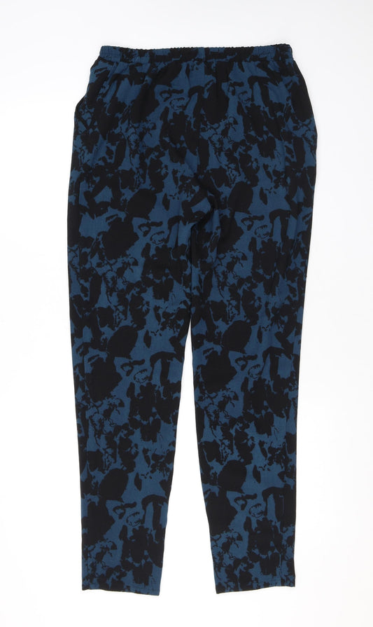 ICHI Womens Blue Geometric Polyester Trousers Size S L28 in Regular