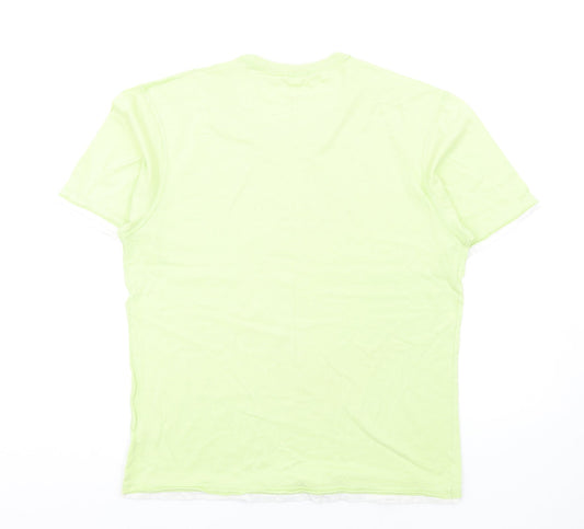Blue Harbour Mens Green Cotton T-Shirt Size S Round Neck