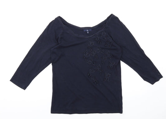 Gap Womens Blue Cotton Basic T-Shirt Size S Boat Neck