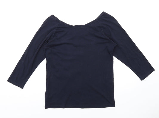 Gap Womens Blue Cotton Basic T-Shirt Size S Boat Neck