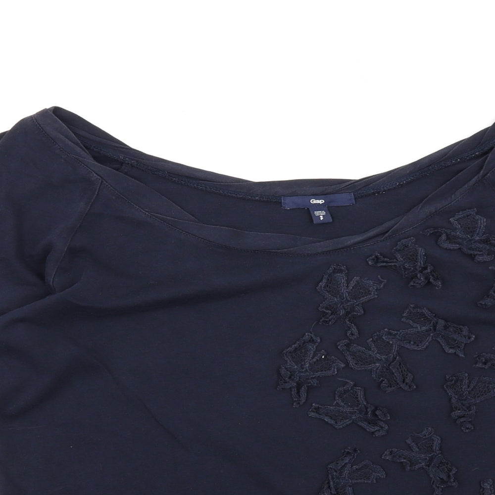 Gap Womens Blue Cotton Basic T-Shirt Size S Boat Neck