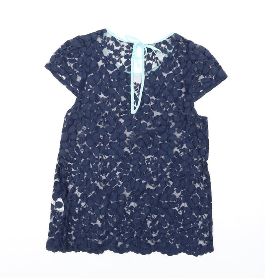 Abide Womens Blue Cotton Basic Blouse Size M Round Neck