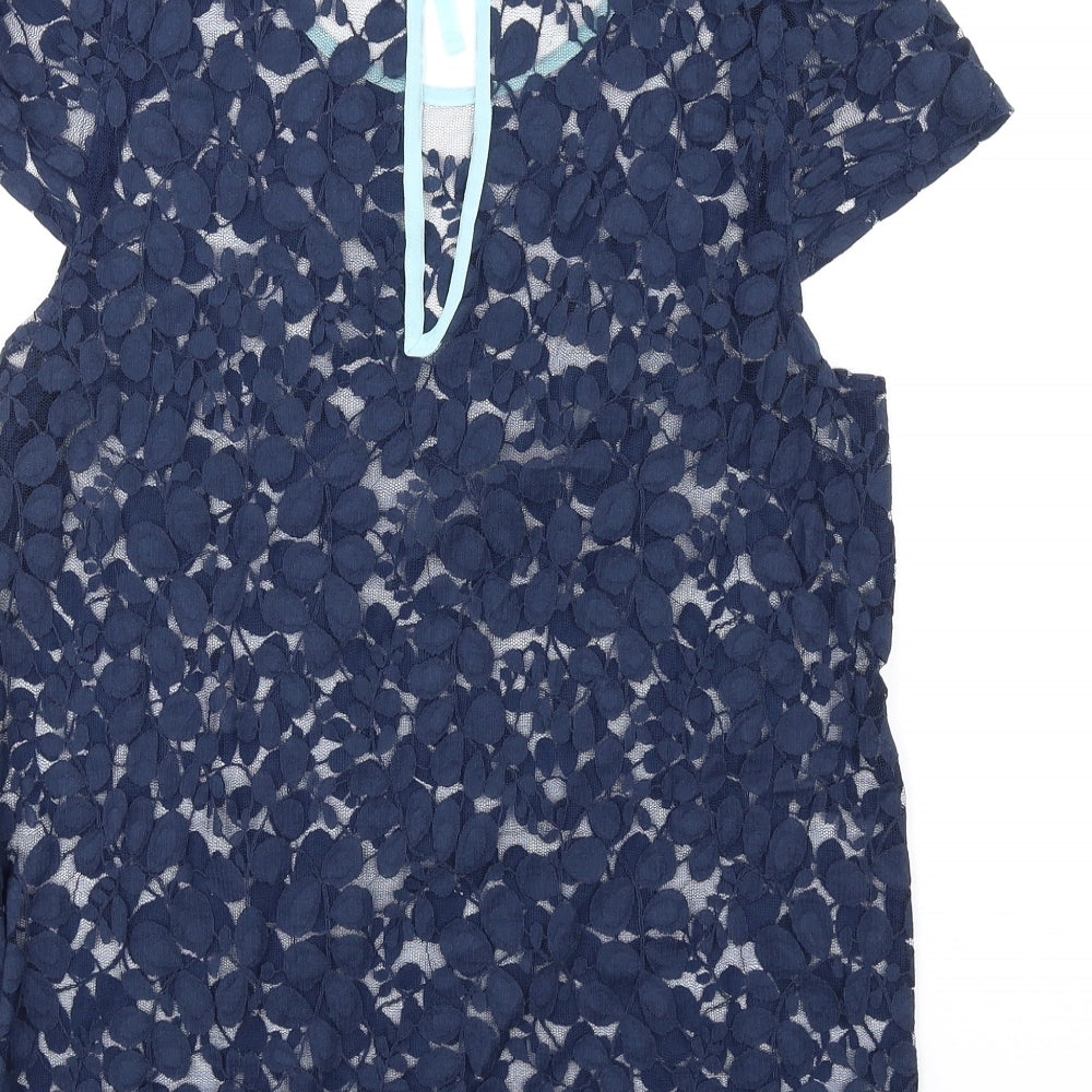 Abide Womens Blue Cotton Basic Blouse Size M Round Neck