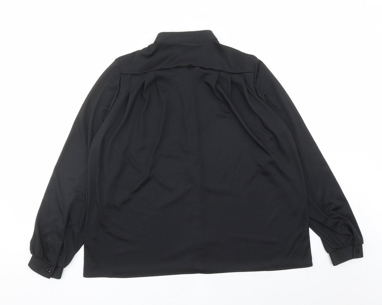 St Michael Womens Black Polyester Basic Button-Up Size 14 Round Neck - Vintage