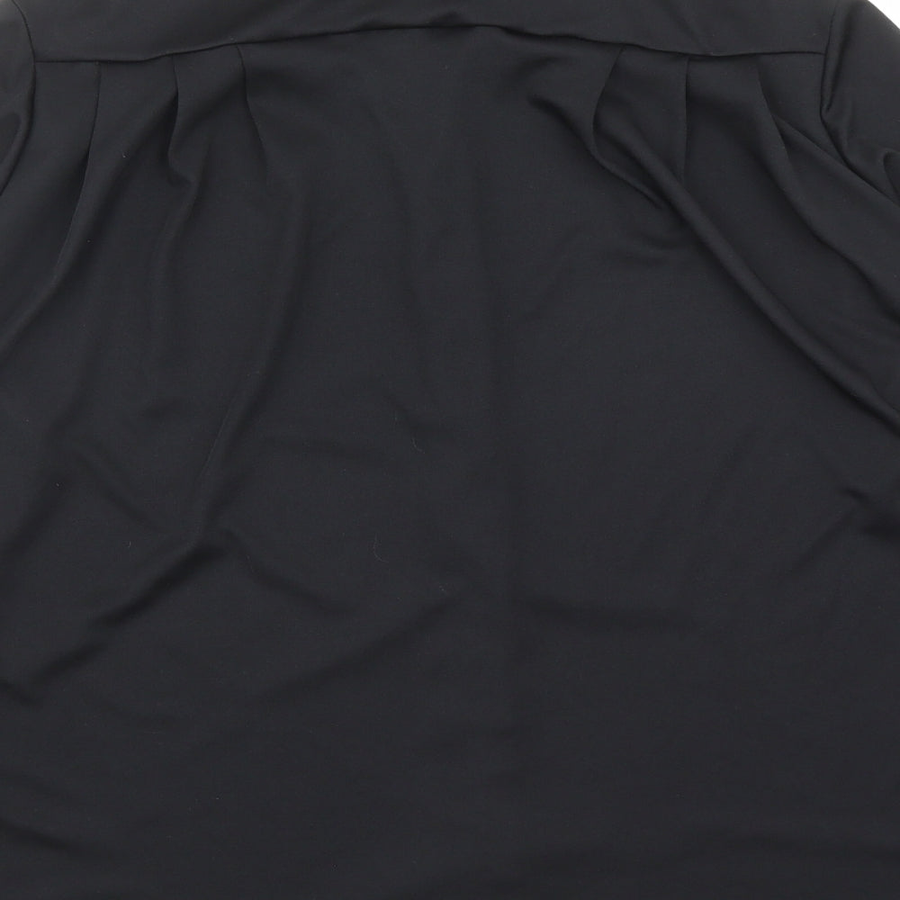 St Michael Womens Black Polyester Basic Button-Up Size 14 Round Neck - Vintage