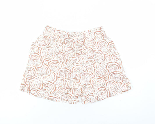 Burgs Womens Brown Geometric Polyester Mom Shorts Size 10 L4 in Regular - Elasticated Waist