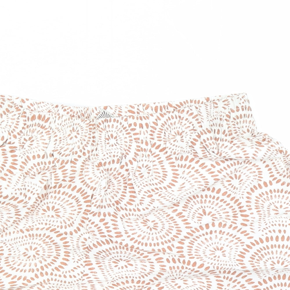 Burgs Womens Brown Geometric Polyester Mom Shorts Size 10 L4 in Regular - Elasticated Waist