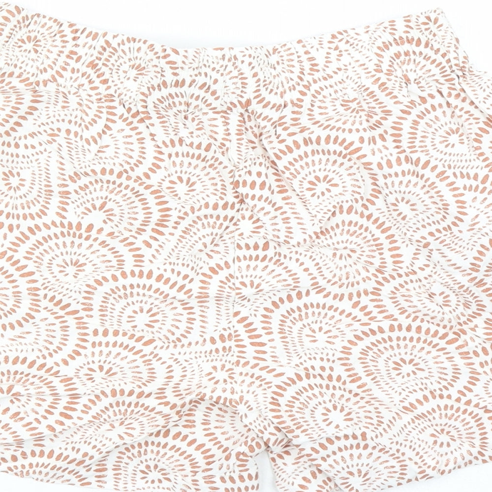 Burgs Womens Brown Geometric Polyester Mom Shorts Size 10 L4 in Regular - Elasticated Waist