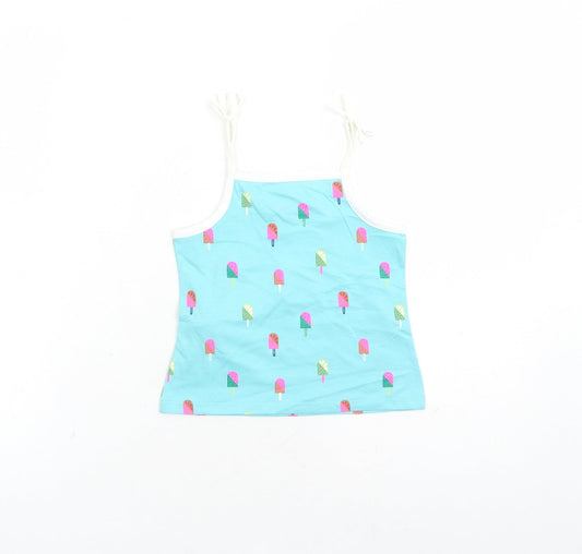 Marks and Spencer Girls Black Geometric Cotton Camisole Tank Size 2-3 Years Square Neck Tie - Ice Lolly Pattern