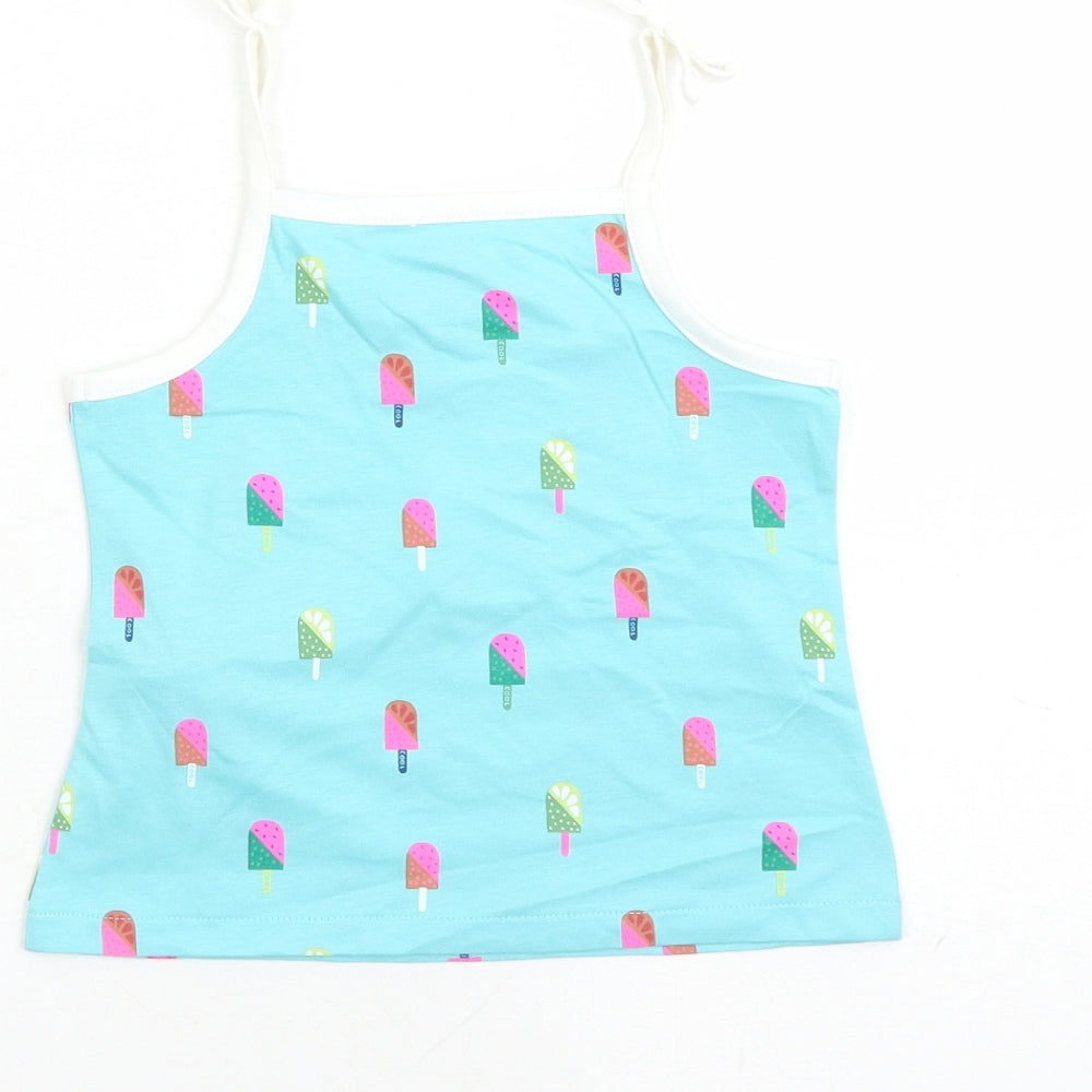 Brand and care label for Marks & Spencer girls’ black geometric cotton camisole tank, years square neck tie - ice lolly