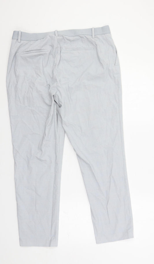 Uniqlo Womens Grey Plaid Polyester Chino Trousers Size 33 in L28 in Regular