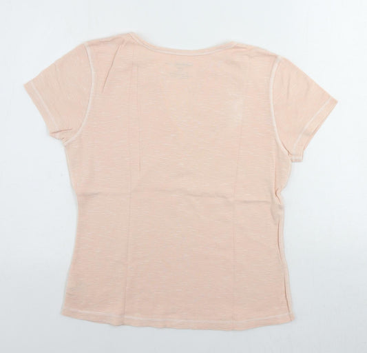 Eddie Bauer Womens Pink Cotton Basic T-Shirt Size M V-Neck