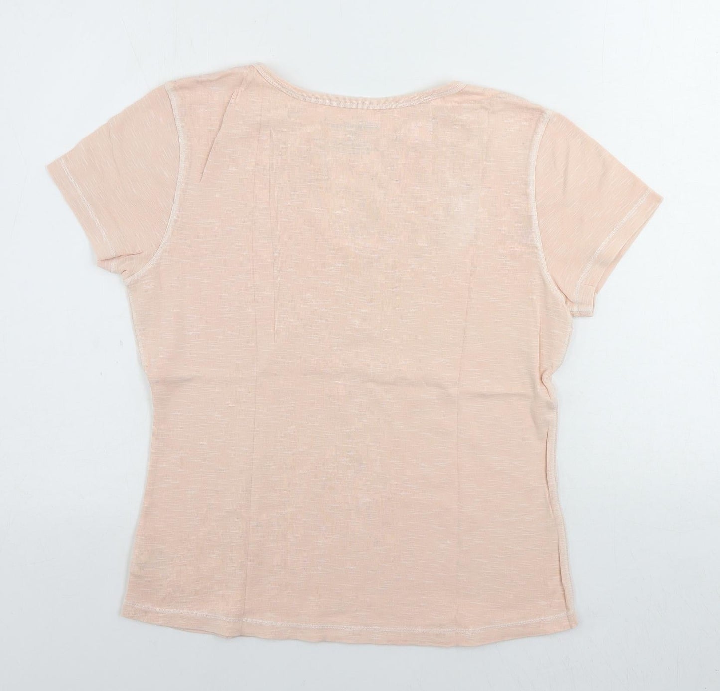 Eddie Bauer Womens Pink Cotton Basic T-Shirt Size M V-Neck