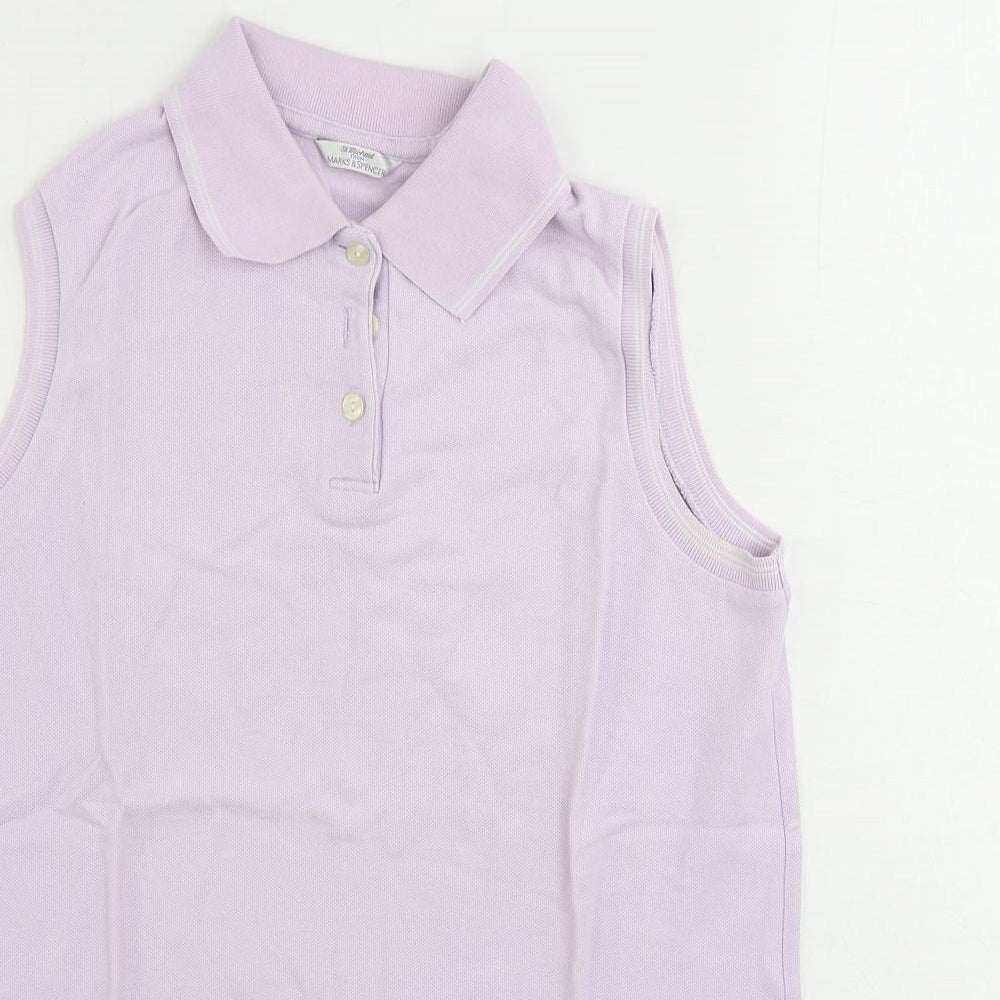 St Michael Womens Purple Cotton Basic Polo Size 12 Collared