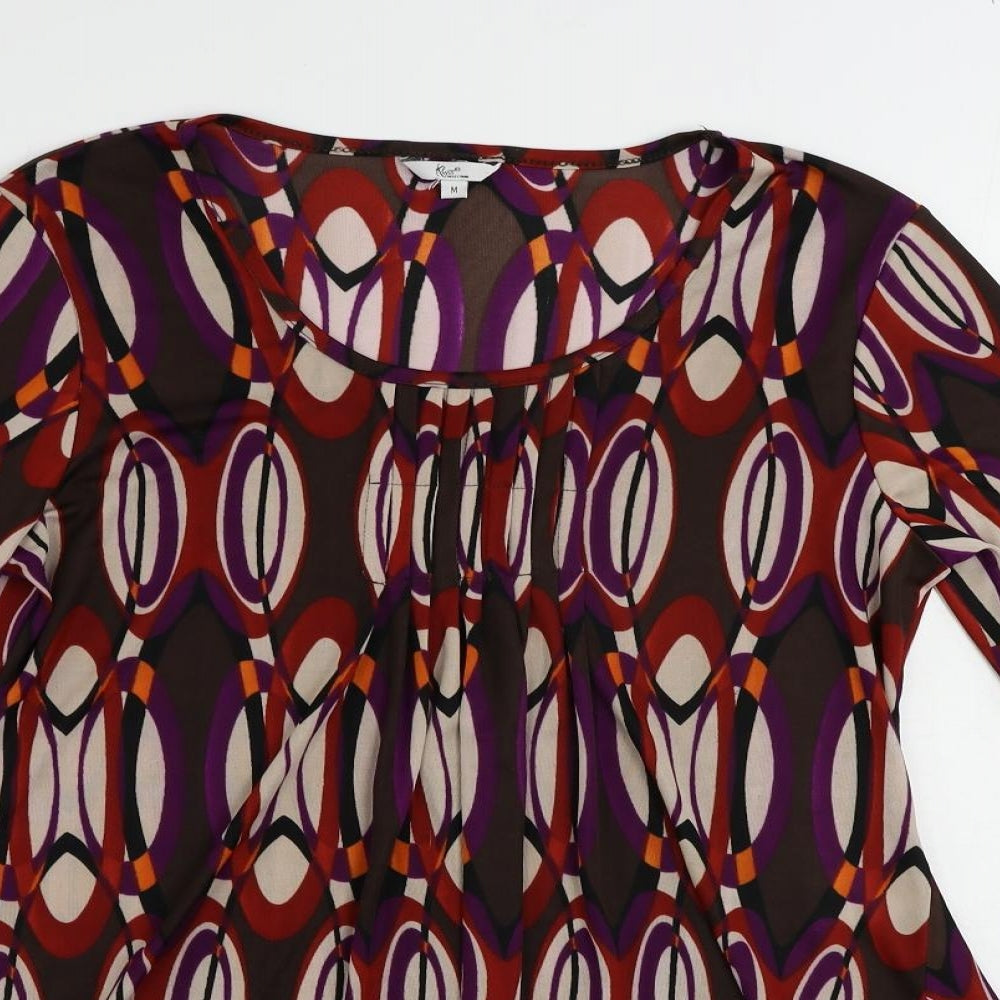 Klass Womens Multicoloured Geometric Polyester Tunic Blouse Size M Boat Neck