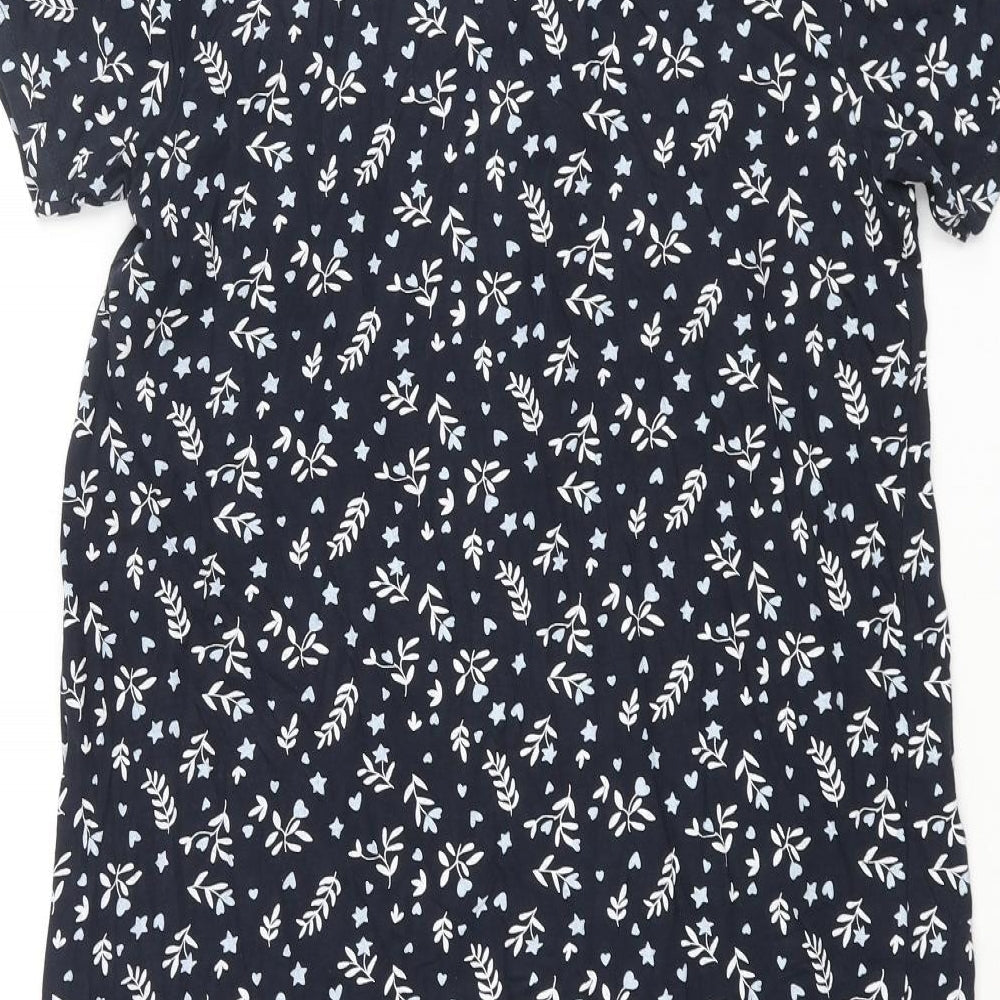 Brand and care label for Arista women’s blue floral cotton cami dress, size UK 8, button - lace trim button, size UK 8-10