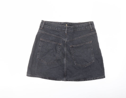 Topshop Womens Blue Cotton A-Line Skirt Size 12 Button