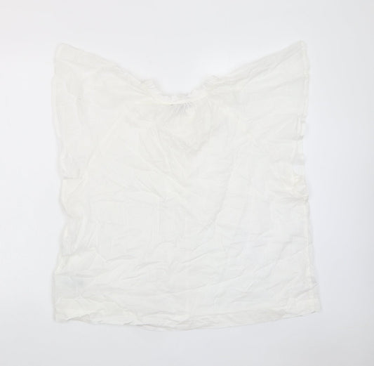 Gap Womens White Cotton Basic T-Shirt Size L Crew Neck - Keyhole neck