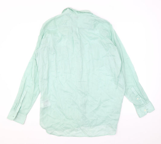 Gap Womens Green Ramie Basic Button-Up Size L Collared