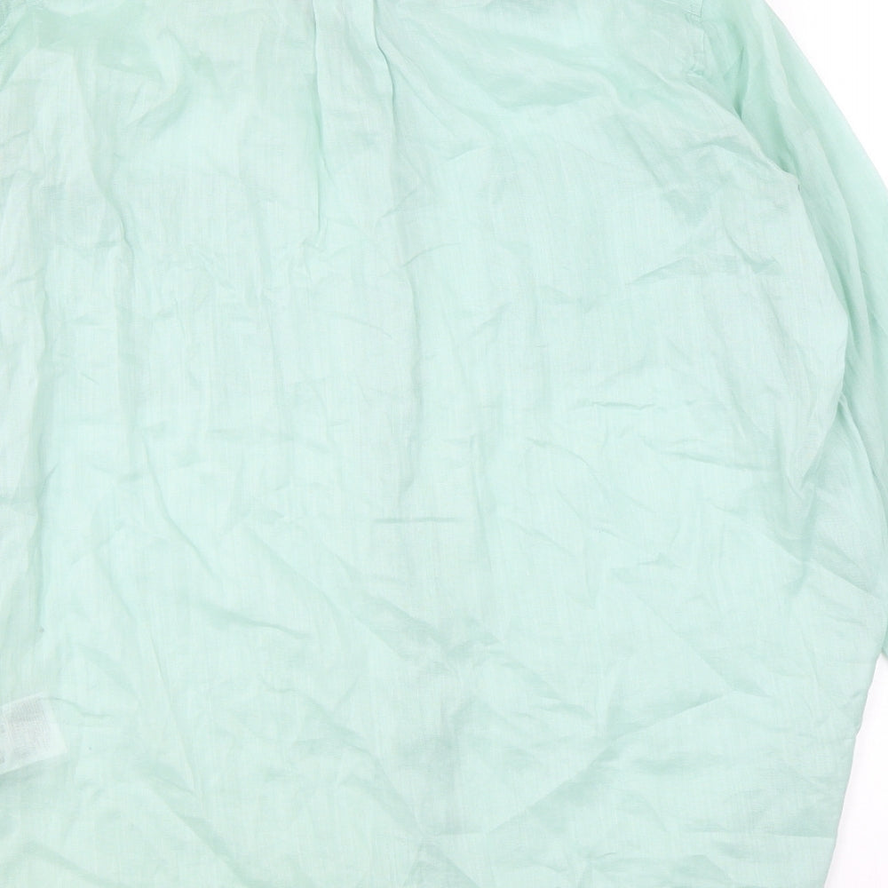 Gap Womens Green Ramie Basic Button-Up Size L Collared