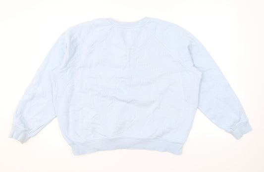 Crew Clothing Womens Blue Cotton Pullover Sweatshirt Size 12 Button