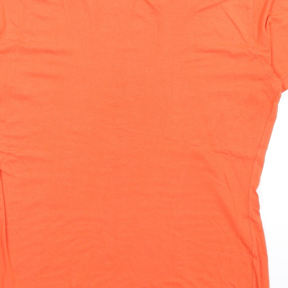 Jaegar Womens Orange Viscose Basic T-Shirt Size L Round Neck