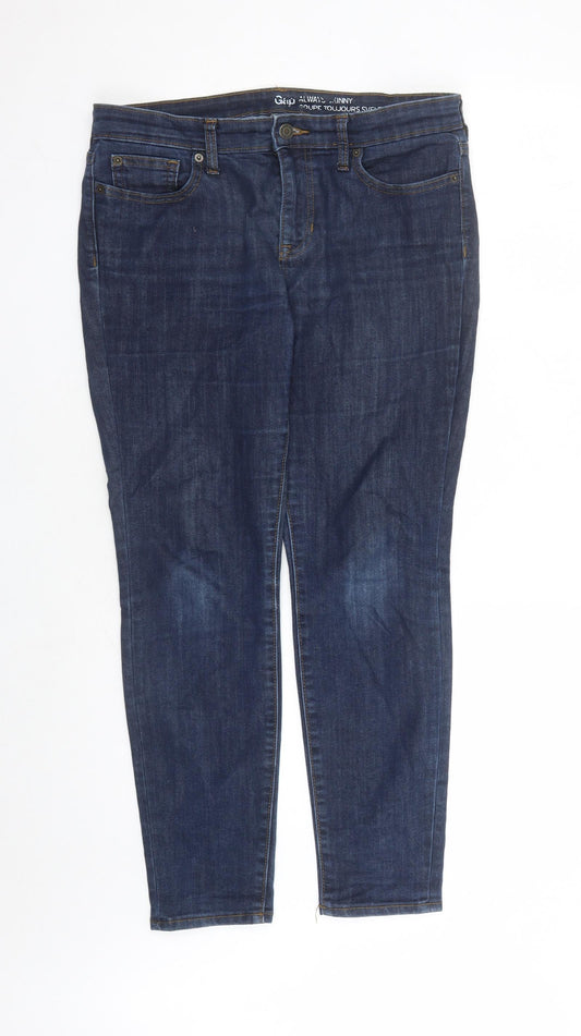 Gap Womens Blue Cotton Straight Jeans Size 14 L26 in Regular Zip